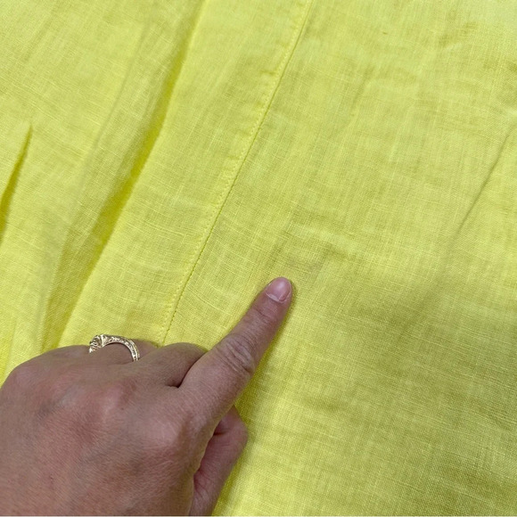 Sahara 100% Pure Linen Sleeveless Midi Dress Pintuck Beachy in Yellow Size M - Picture 13 of 15